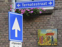 906962 Afbeelding van een schilderijtje op de gevel van een pand aan de Ternatestraat te Utrecht.
